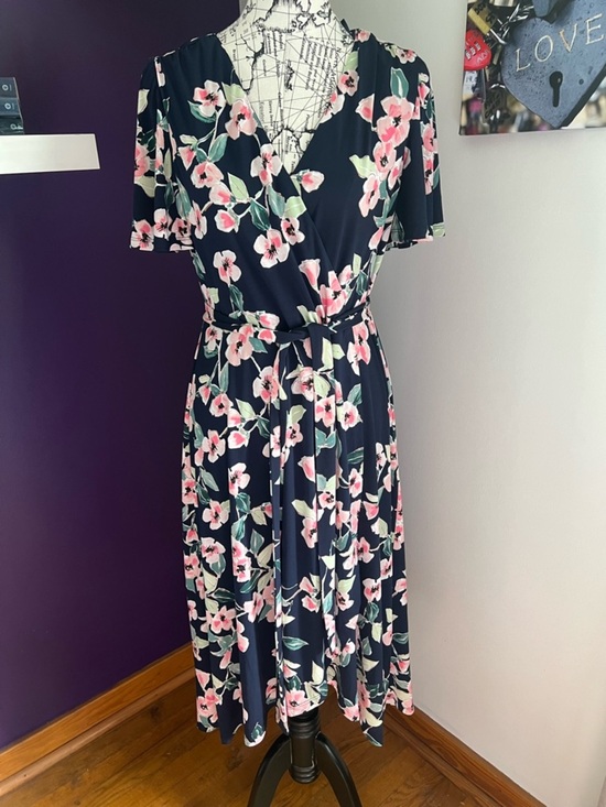 Eliza J Dresses & Skirts - Eliza J Navy & Floral Faux Wrap Dress